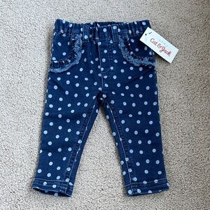 Cat & Jack Baby Girls’ Polka Dot Jeans - Dark Blue- NWT- 3-6M